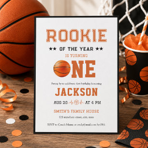 Invitación Novato del Año Cumpleaños 1 Baloncesto