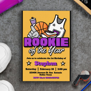 Invitación Novato del Año - Cumpleaños de Baloncesto para Niñ