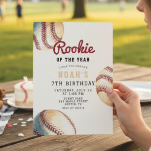Invitación Novato del Año de Béisbol Cumpleaños 7