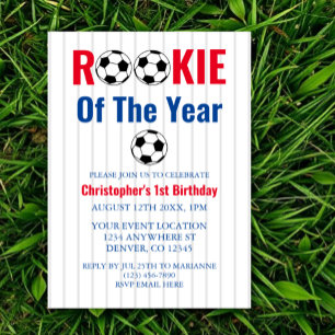 Invitación Novato Del Año Fútbol Cumpleaños 1