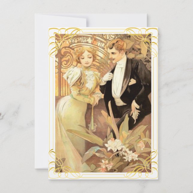 Invitación Noveau novia y novio (Anverso)