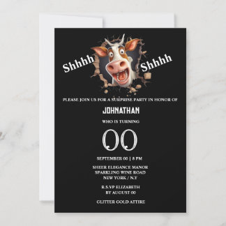 Invitación Novedosa vaca enfrenta fiesta de cumpleaños sorpre