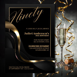 Invitación Novena fiesta de cumpleaños 90 del oro negro moder