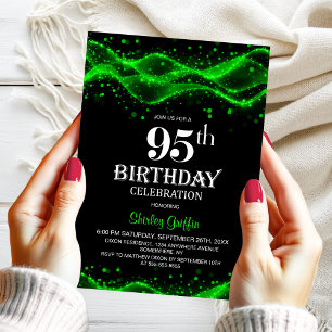 Invitación Novena fiesta de cumpleaños 95ª de negro y verde m