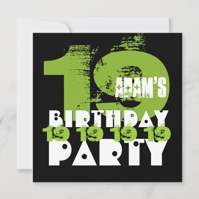 Invitación Novena fiesta de cumpleaños Grunge Z19A de 19 años (Anverso)