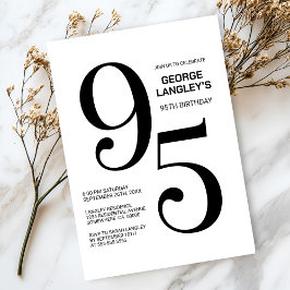 Invitación Novena fiesta de cumpleaños moderna en blanco y ne