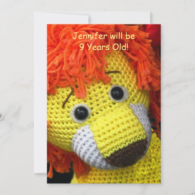 Invitación Novena fiesta de cumpleaños, nombre, pelo Naranja  (Anverso)