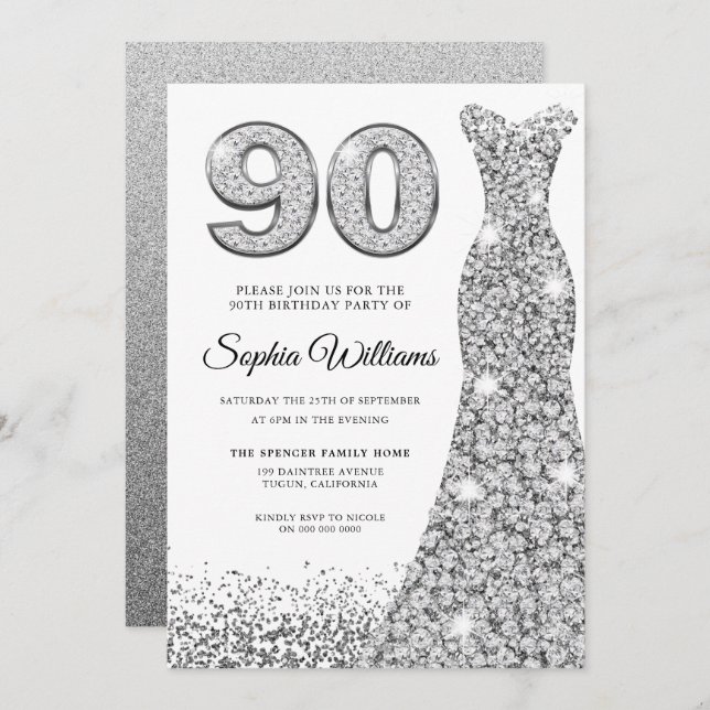 Invitación Novena fiesta de cumpleaños número 90 (Anverso / Reverso)