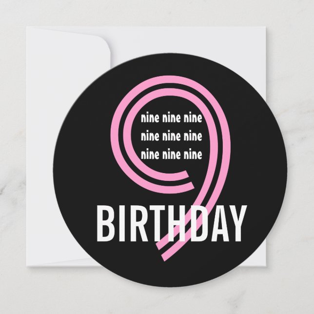 Invitación Novena fiesta de cumpleaños W689B2 rosa moderno y  (Anverso)