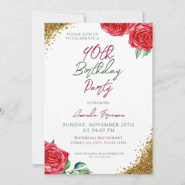Invitación Novena Rosa Roja Moderna (Anverso)