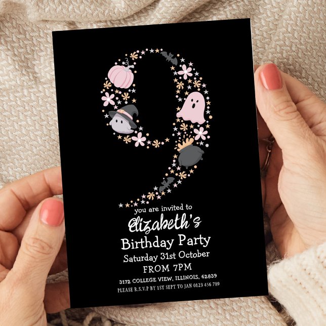 Invitación Noveno cumpleaños de Halloween (Subido por el creador)