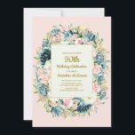 Invitación Noveno cumpleaños de las mujeres florales Verde az<br><div class="desc">Elegante color rosa y crema de marfil color de agua floral vintage botánico 90 cumpleaños invitación para las mujeres. El texto de esta invitación es completamente personalizable, por lo que puede ser diseñado para cualquier edad o cualquier ocasión especial. Comuníquese conmigo para obtener ayuda con sus personalizaciones o para solicitar...</div>