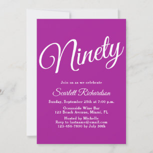 Invitación Noventa escritura moderna Dark Pink 90 cumpleaños