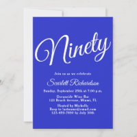 Noventa escritura moderna Royal Blue 90 cumpleaños