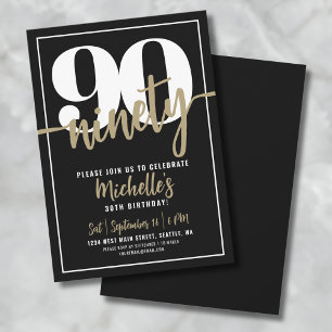 Invitación Noventa Fiesta de Cumpleaños Moderna para los 90 A