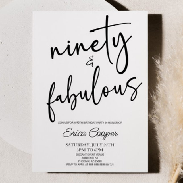 Invitación Noventa y fabulosa Fiesta Mínima de Cumpleaños 90 (Subido por el creador)