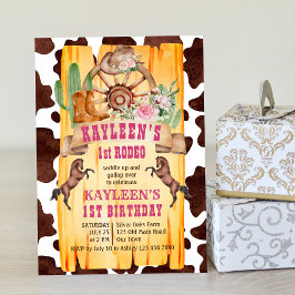 Invitación Novia 1.ᵉʳ rodeo caballos cumpleaños occidental