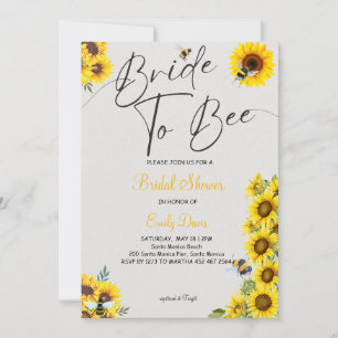 Invitación Novia a abeja con girasoles y miel