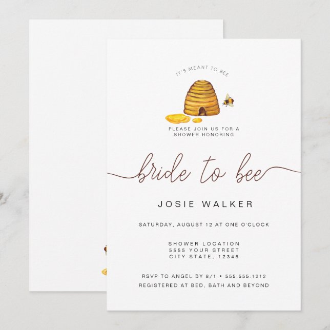 Invitación Novia A Abeja, Ducha De Novias (Anverso / Reverso)
