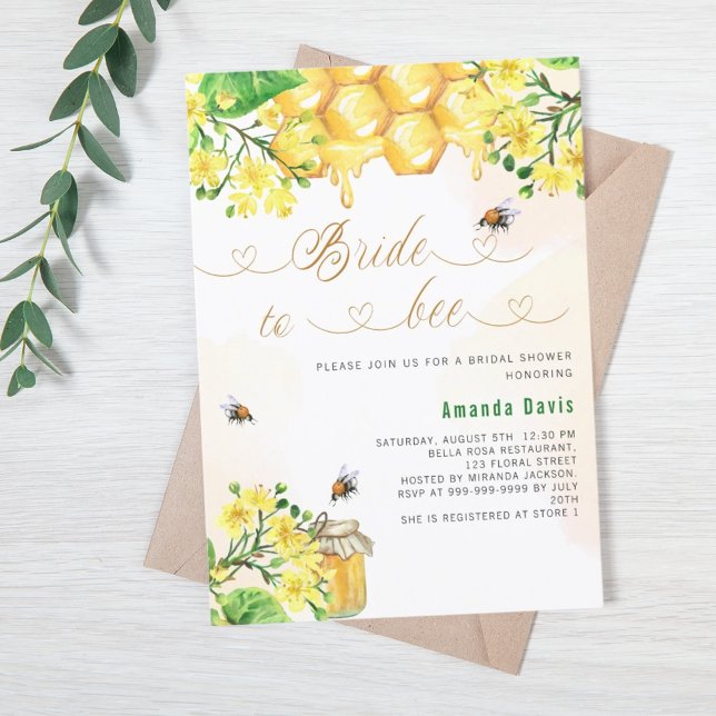 Invitación Novia a bebe floral amarillo panal de miel ducha d (Subido por el creador)
