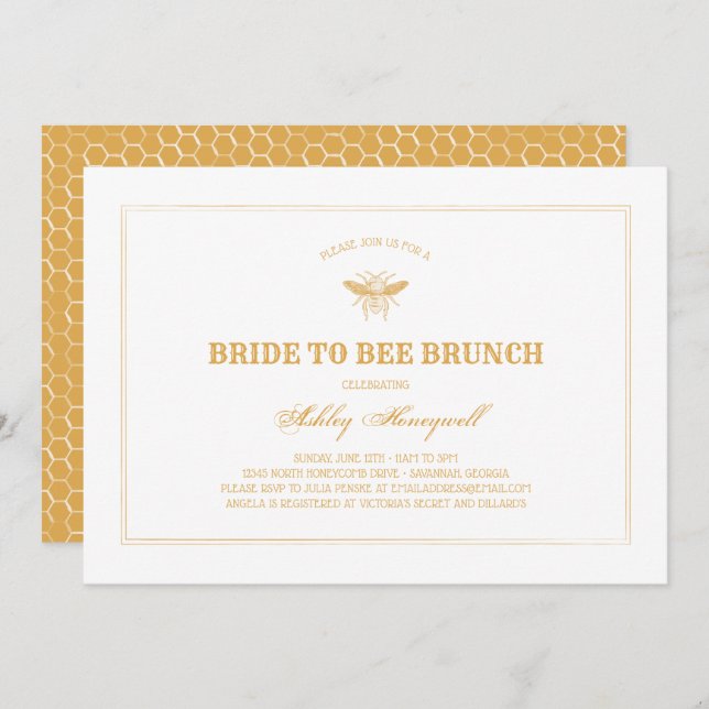 Invitación Novia a Bee Brunch (Anverso / Reverso)