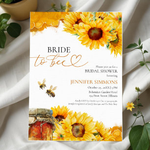 Invitación Novia a Bee   Ducha de novia floral de girasol