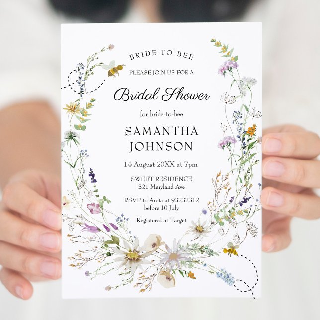 Invitación Novia a la ducha de novia en flor salvaje (Subido por el creador)