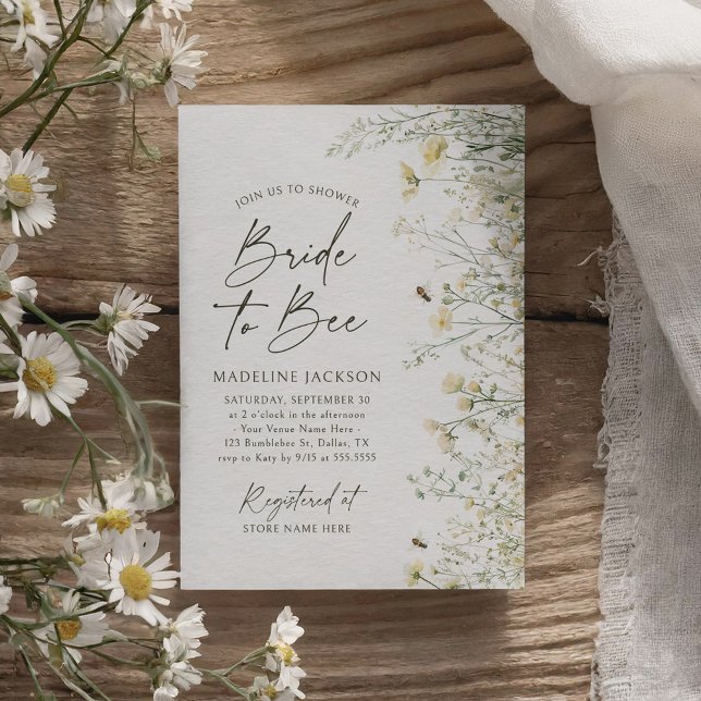 Invitación Novia a la ducha de novia en flor salvaje (Subido por el creador)