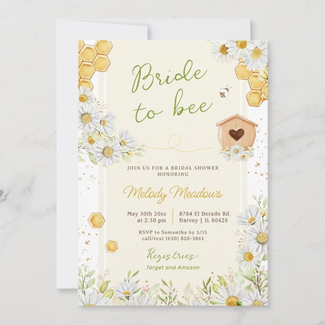 Invitación Novia a miel de abejorro Bumblebee ducha de novia  (Anverso)