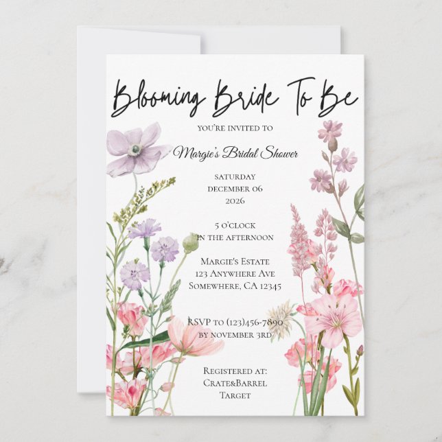 Invitación Novia a Punto de Florecer (Anverso)
