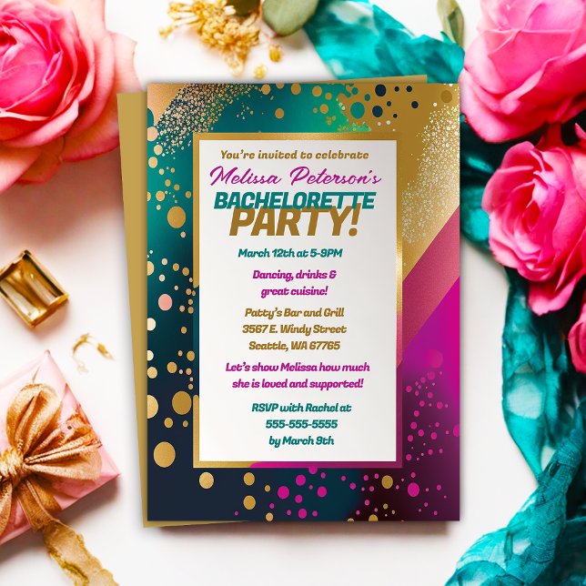 Invitación Novia a ser Moda Confetti Bachelorette Party (Subido por el creador)
