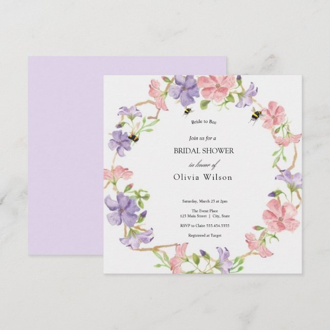 Invitación novia a ser verde, elegante ducha de novia (Anverso / Reverso)