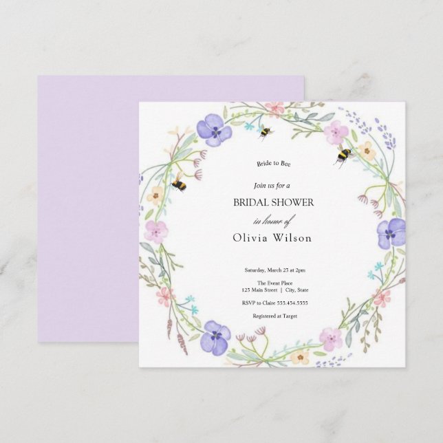 Invitación novia a ser verde, elegante ducha de novia (Anverso / Reverso)