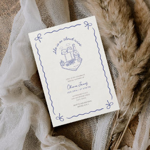 Invitación Novia acuarela en nube brindis por ducha de novia