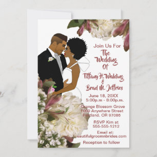 Invitación Novia afroamericana y Boda blanco de Groom