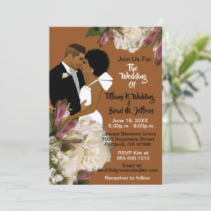 Invitación Novia afroamericana y Boda de Groom Terracotta
