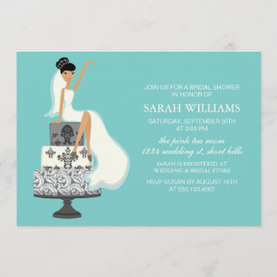 Invitación Novia Aqua en pastel de Boda