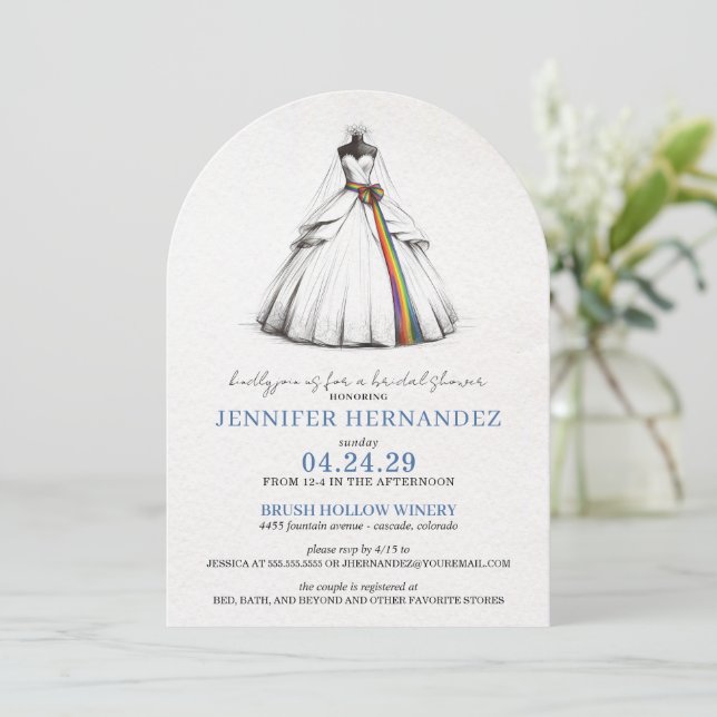 Invitación Novia Arcoíris Despedida de Soltera (Anverso de pie)