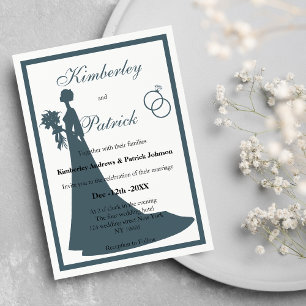 Invitación Novia azul vintage Boda de Silhouette