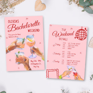 Invitación Novia Bachelorette Party Weekend Itinerary Pink