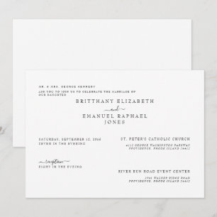 Invitación Novia Blanca Simple Padres Enumerados Boda