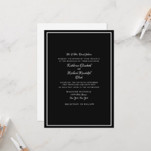 Invitación Novia Boda negra formal, padres de novias