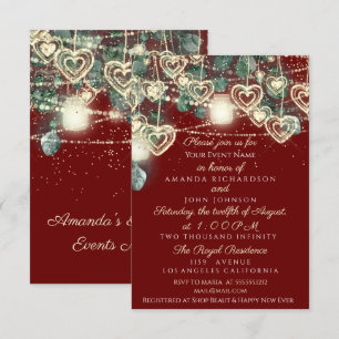 Invitación Novia Boda Rústico Madera Oro Granate Menta Él