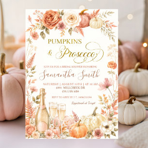 Invitación Novia Bohemiana Floral Otoño Calabaza y Prosecco