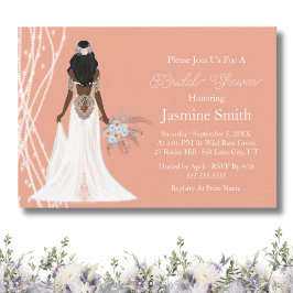 Invitación Novia Boho Con Perlas Y Flores Despedida de Solter