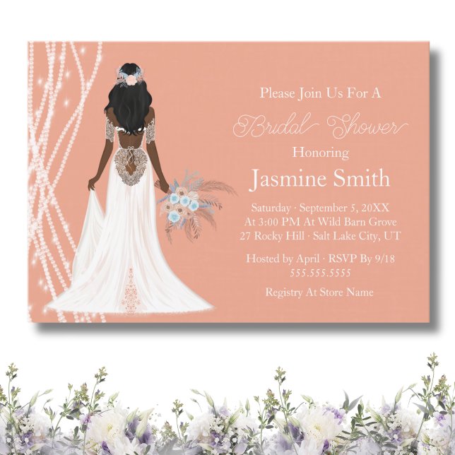 Invitación Novia Boho Con Perlas Y Flores Ducha De Novias (Subido por el creador)