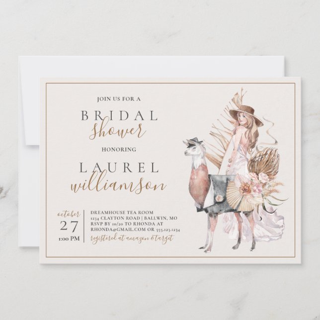 Invitación Novia boho y ducha marcial marital de llamada (Anverso)