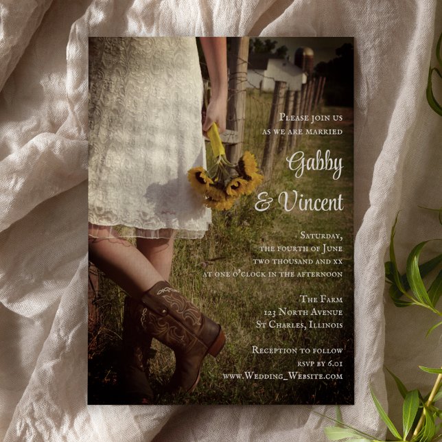 Invitación Novia, boots de vaquero y Boda del Rancho de giras (Subido por el creador)