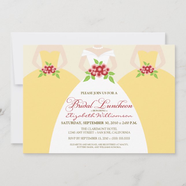 Invitación Novia & Bridesmaids Nodal Luncheon Invito:amarillo (Anverso)