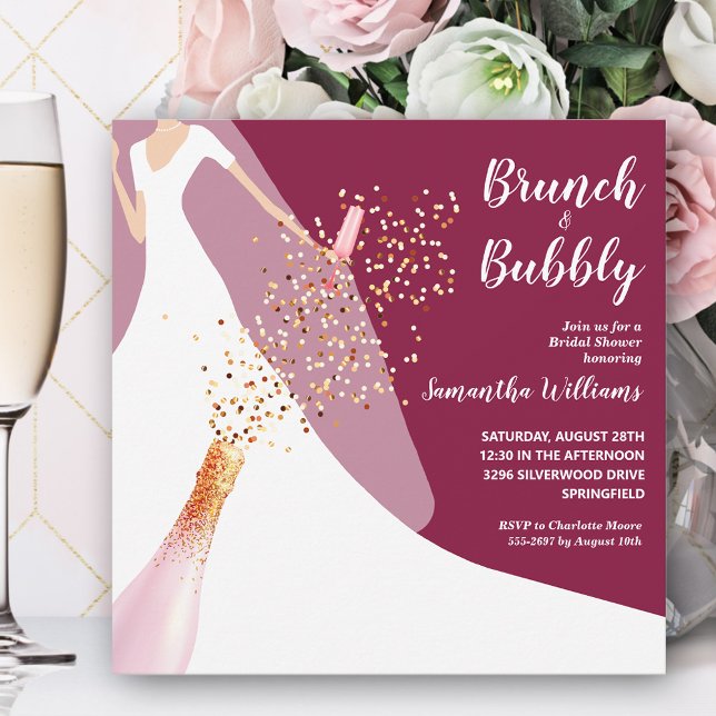 Invitación Novia brunch y bubbly sobre Cranberry (Subido por el creador)